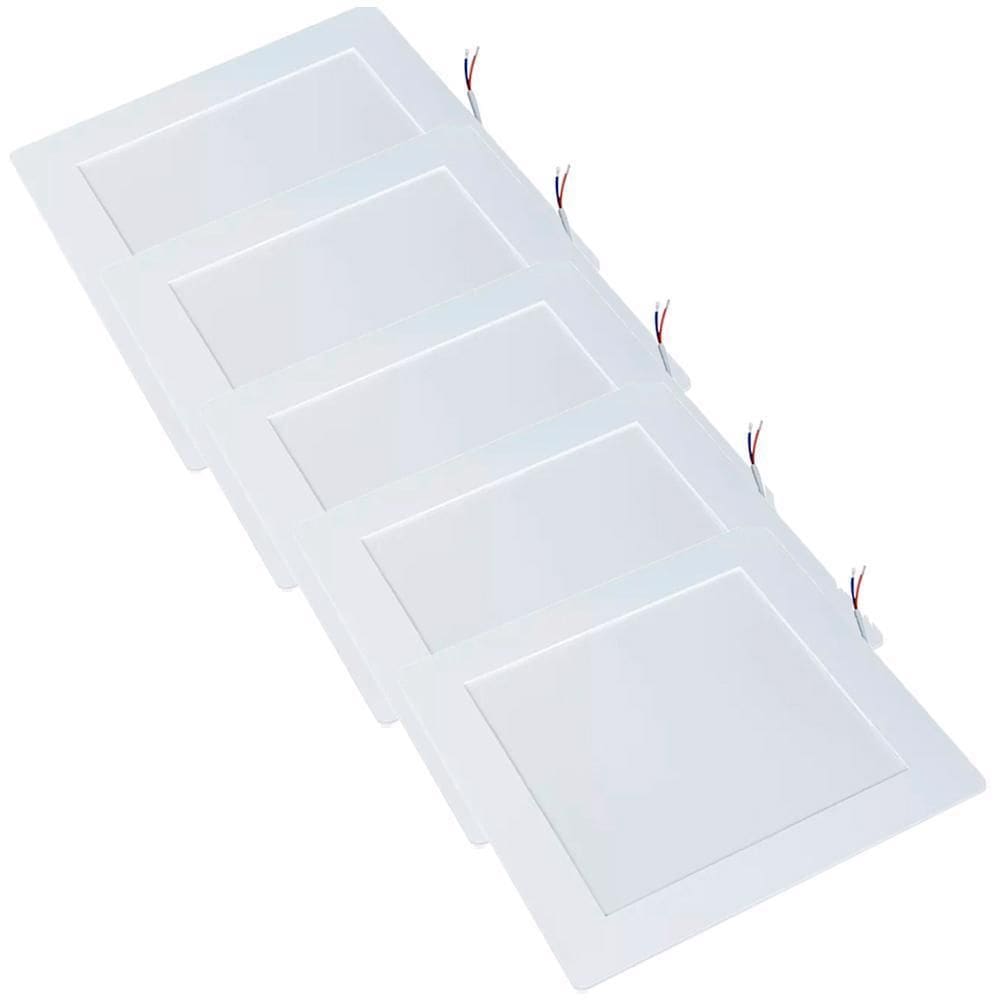 Kit 5 Luminária Plafon Led Quadrado Embutir 24W 4000K - Noll