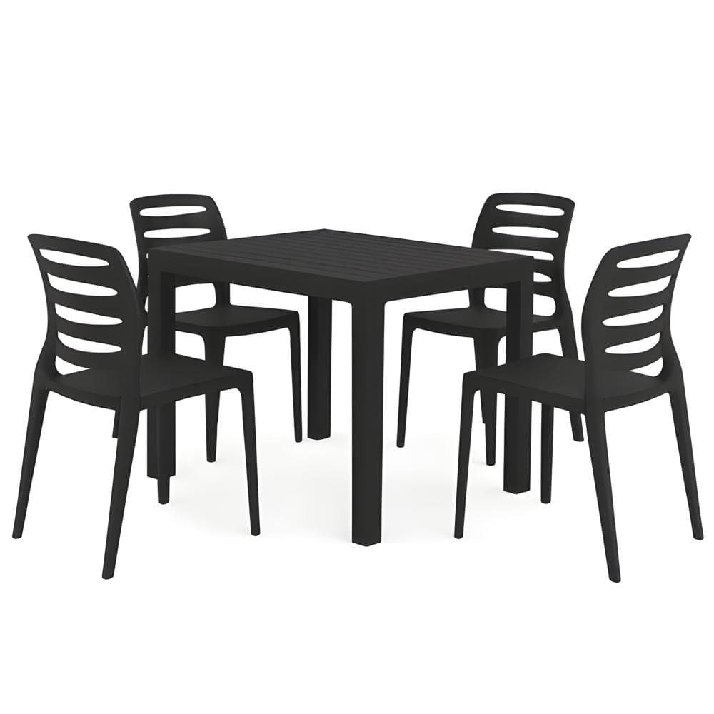 Mesa Niala E 4 Cadeiras Vile Preto - Plaxmetal