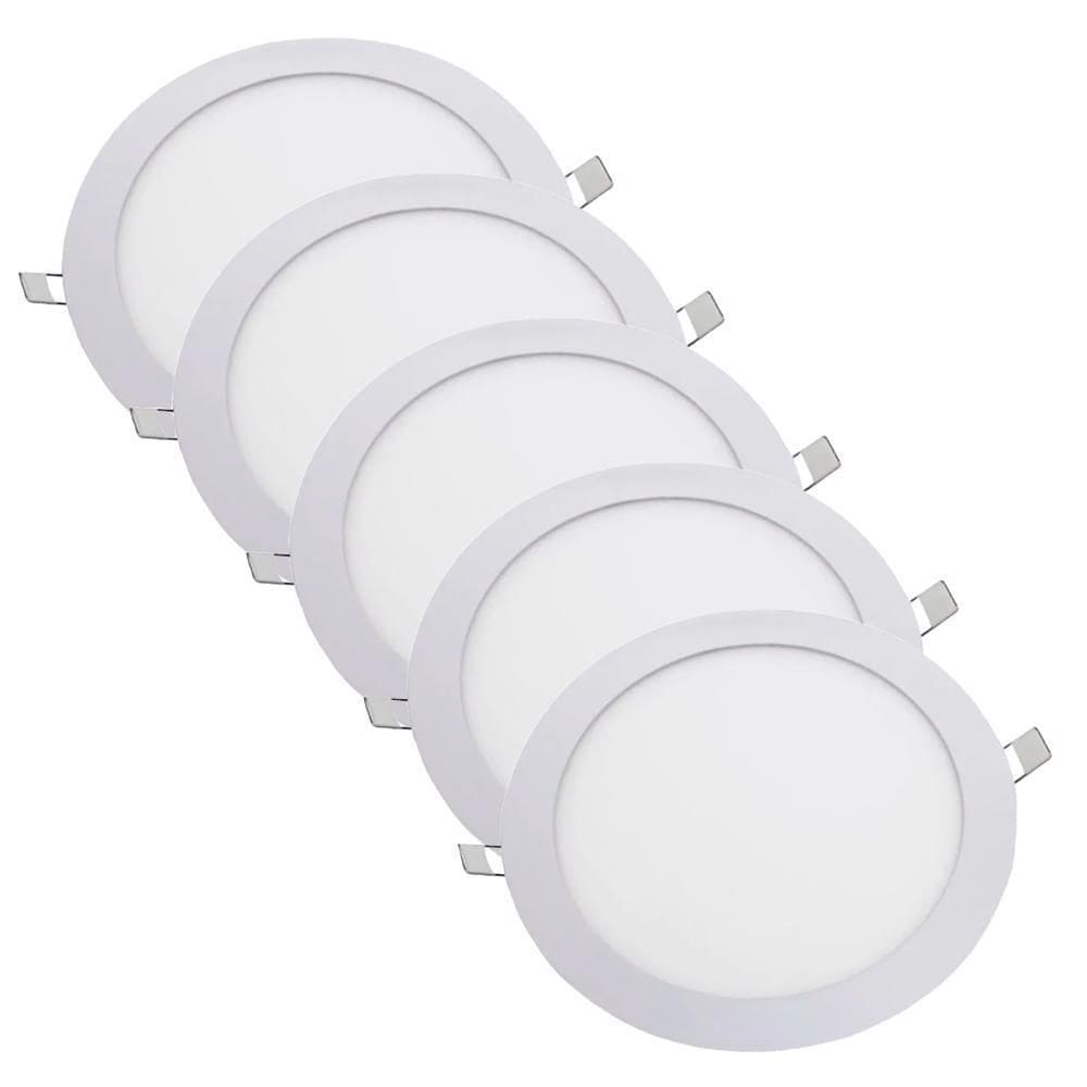 Kit 5 Luminária Plafon Led Redondo Embutir 18W 4000K - Noll