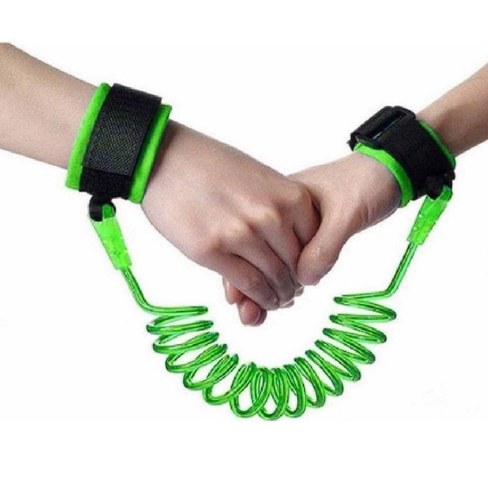 Pulseira Segurança Infantil Ajustável Cordinha Passeio Público Protetor Bebê Criança Trava Verde