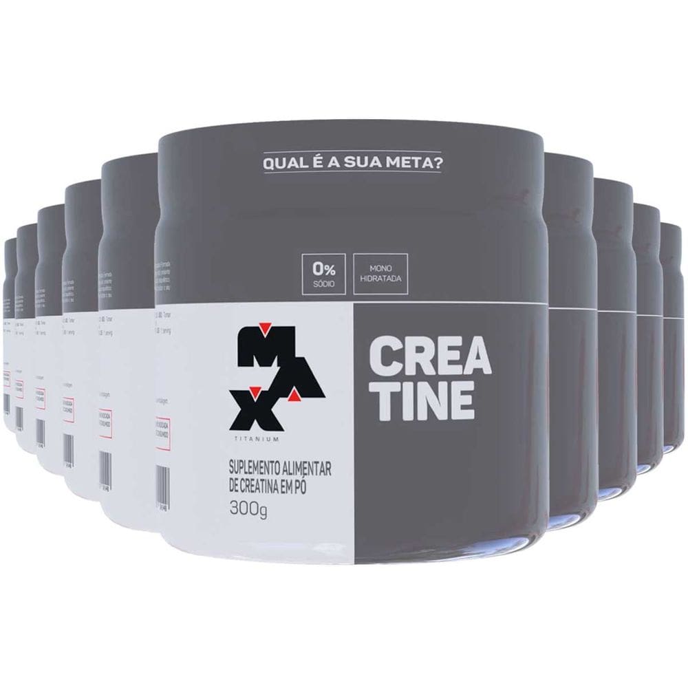 Kit 10x Creatina Monohidratada Em Pote De 300g Max Titanium