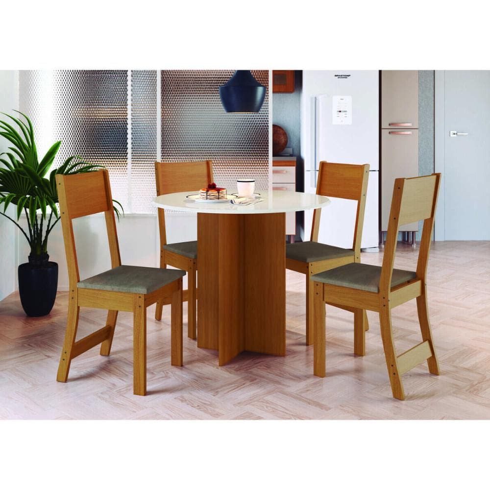 Conjunto Mesa de Jantar Redonda 90cm com 4 Cadeiras Multimóveis CR50202