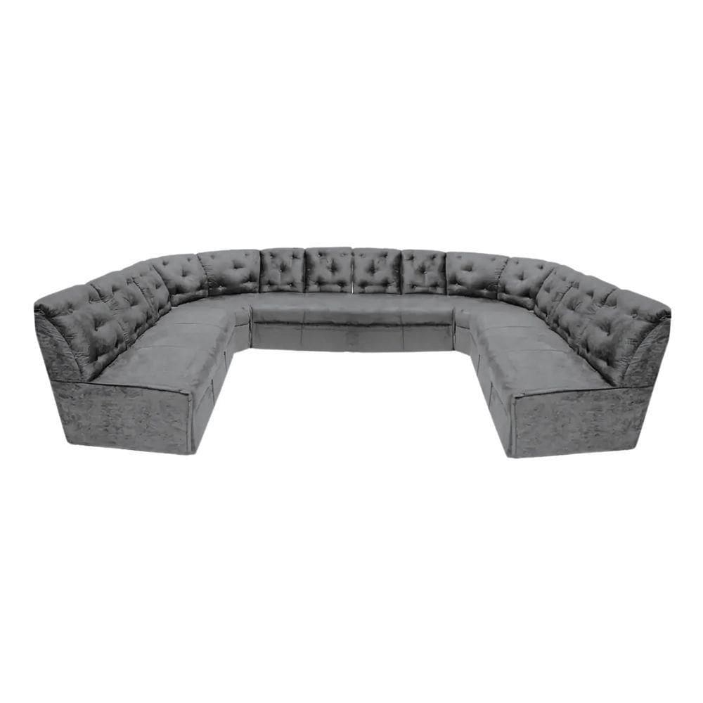 Sofá De Canto 12 Lugares Cinza Espuma D33 Ideal Família