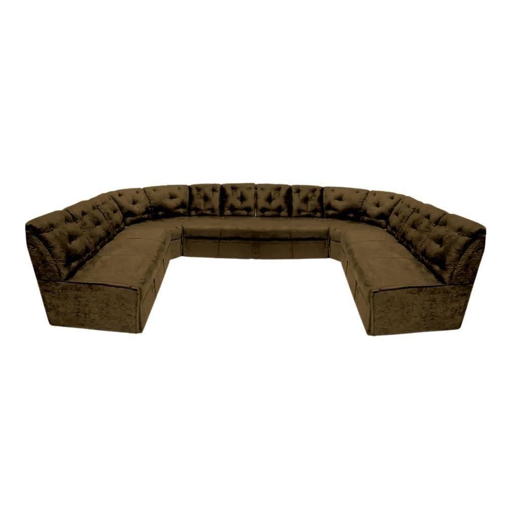 Sofá De Canto 12 Lugares Marrom Espuma D33 Ideal Família
