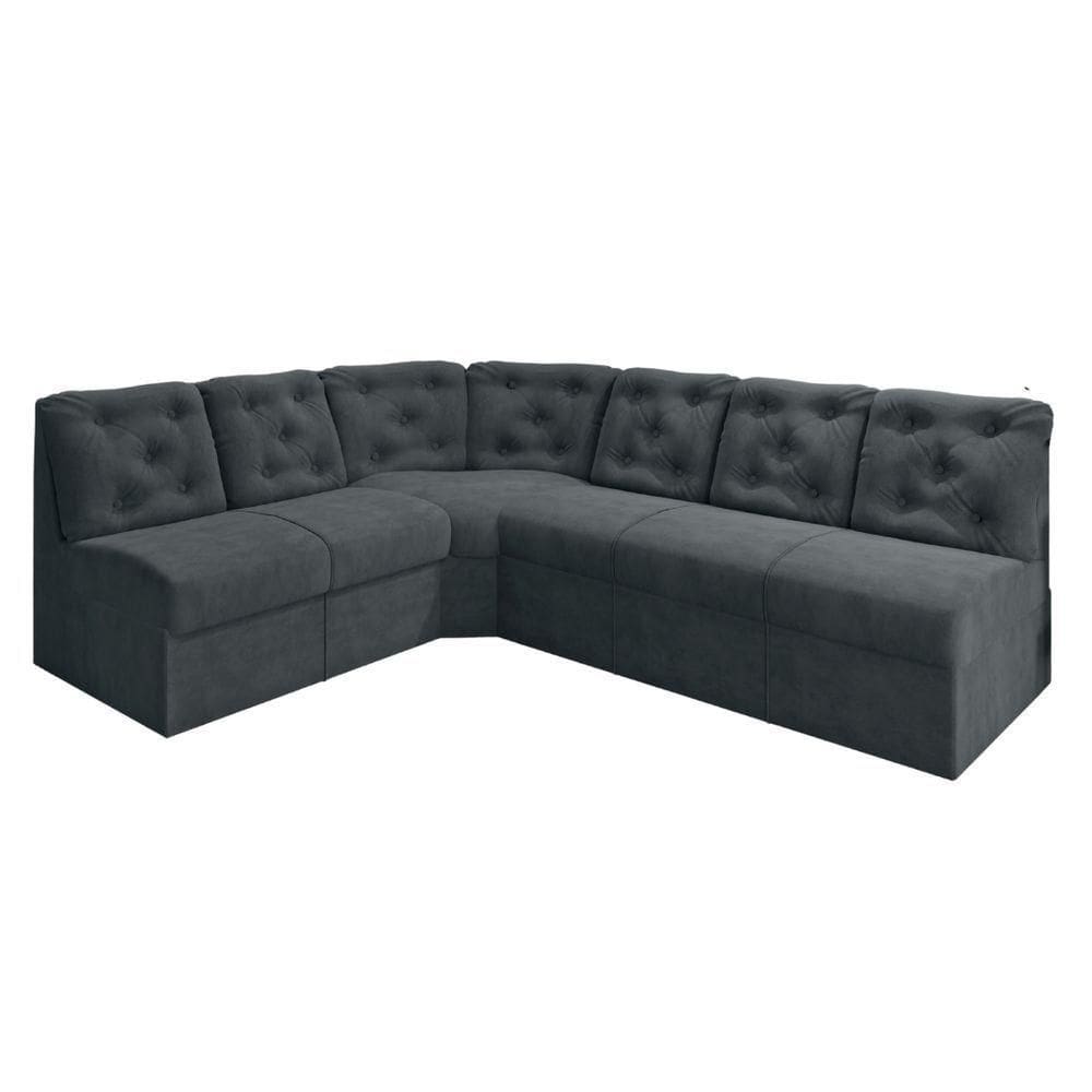 Sofá De Canto 6 Lugares Cinza Confortável Moderno