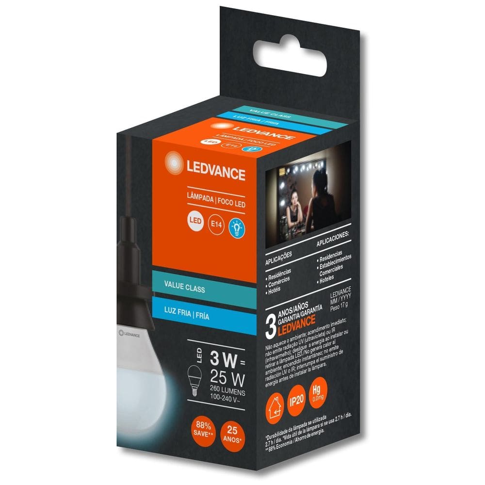 Kit 03 Lampadas Led Bolinha 3W 6500K 260Lm Biv E14 - Osram
