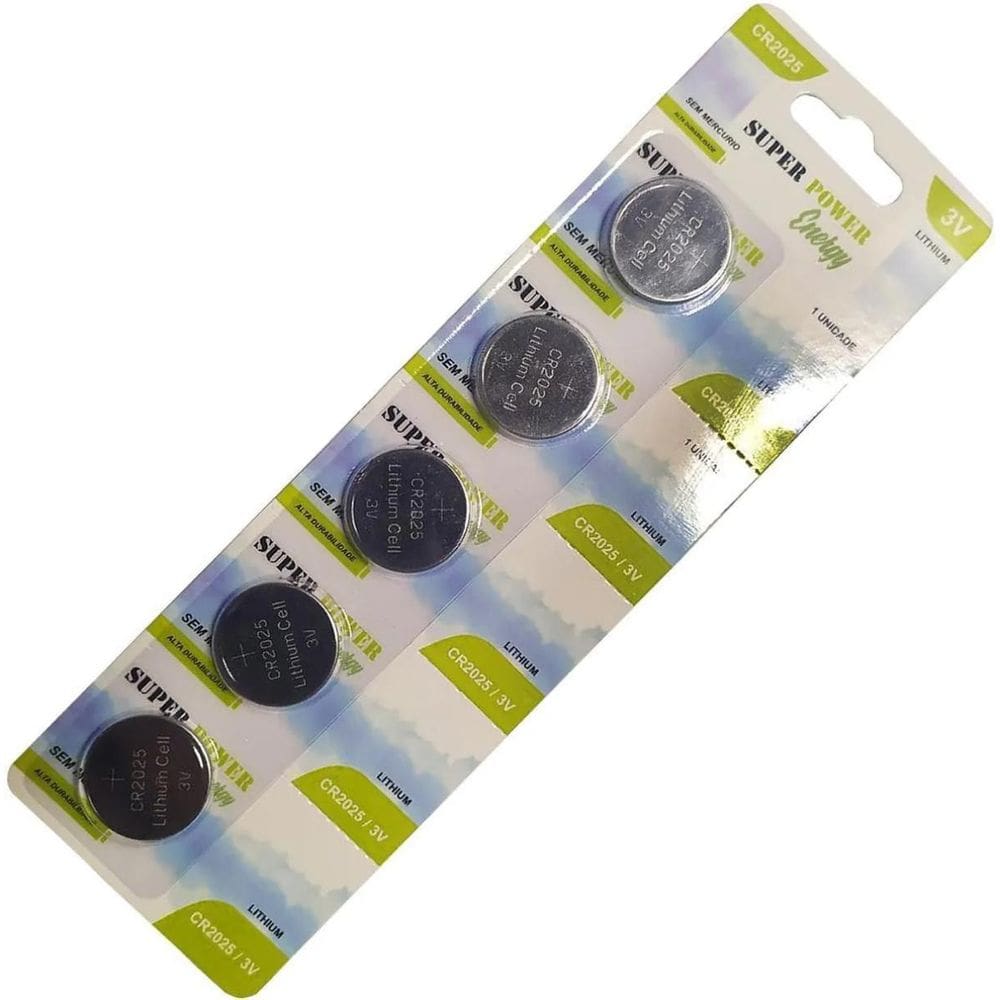 Pilha Bateria Lithium Moeda Cr2025 3V - 5 Unidades Cartela