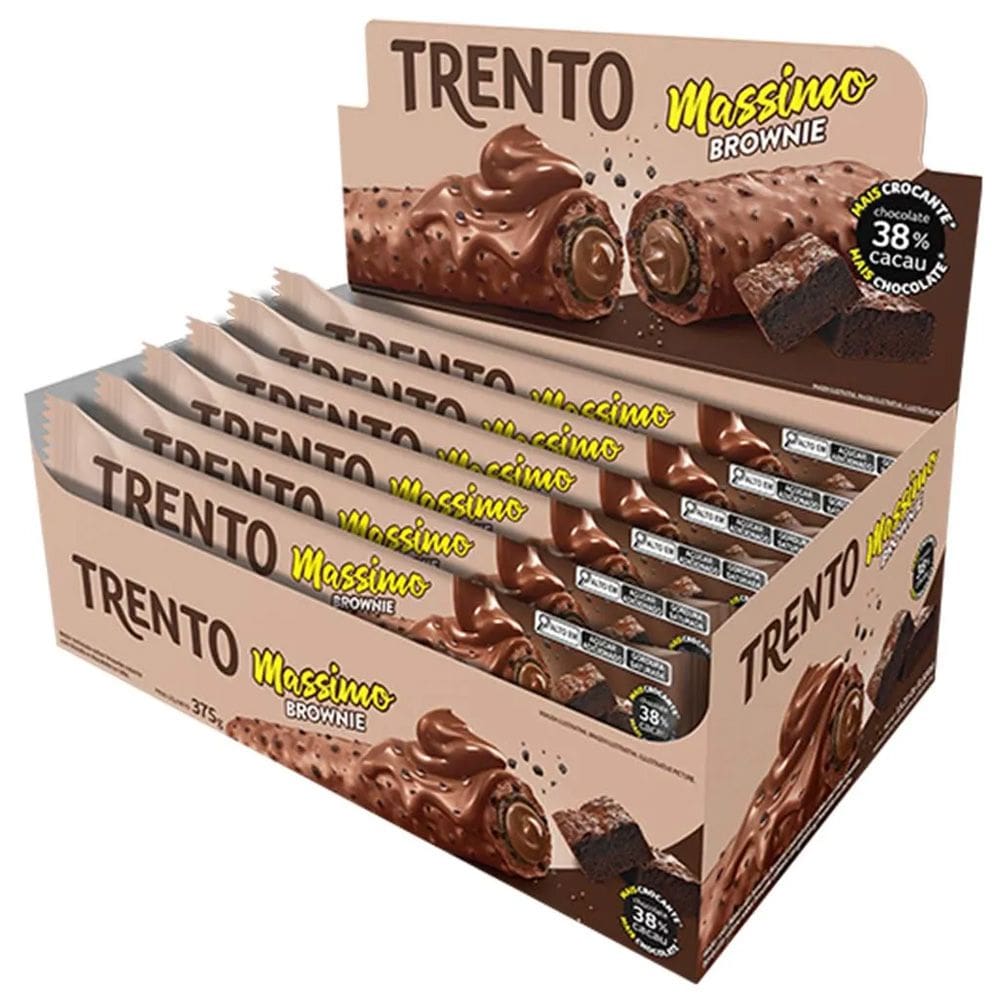 Caixa Chocolate Trento Massimo Chocolate Brownie 38% Cacau 15 Unidades