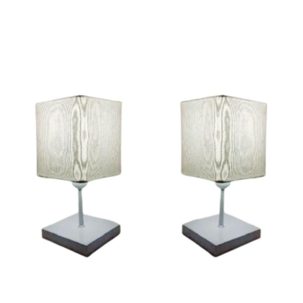 Abajures Quadrados Md-2008br Cúpula Tecido Branco