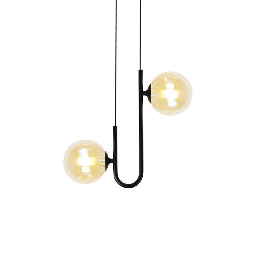 Lustre Pendente Quality Orbit II Preto G9 - 2 Lâmpadas