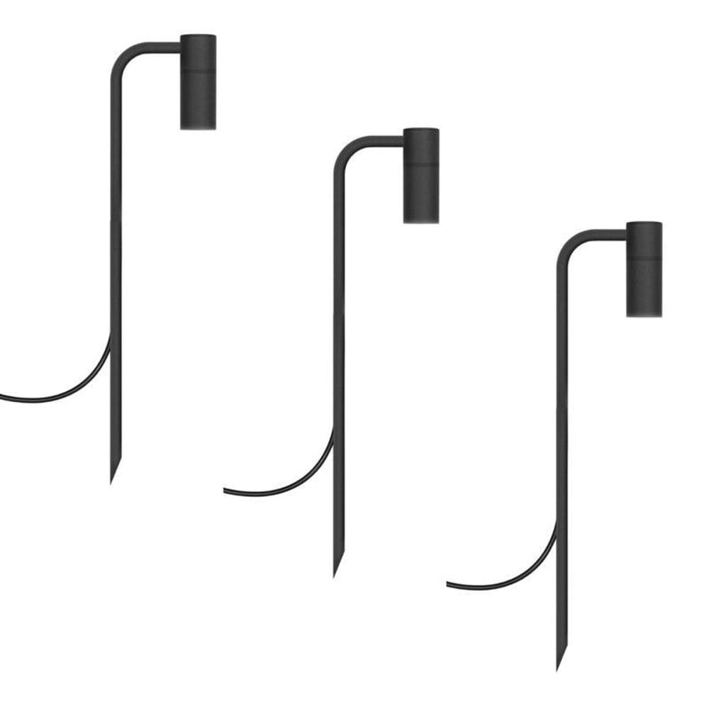 Kit 3 Luminárias De Chão Balizador Espeto Jardim Preto 50Cm