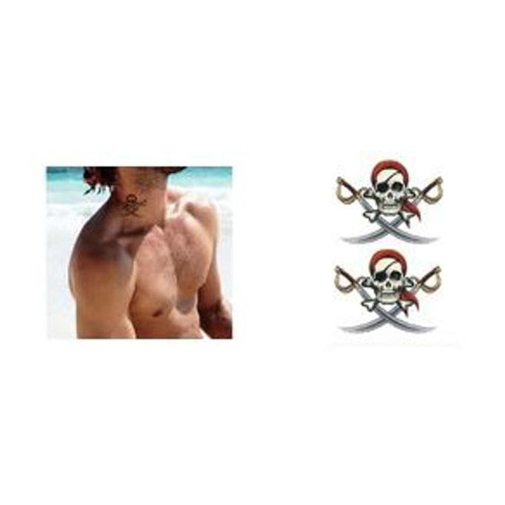 Tatuagem Temporária Cartela Dupla Caveira Pirata