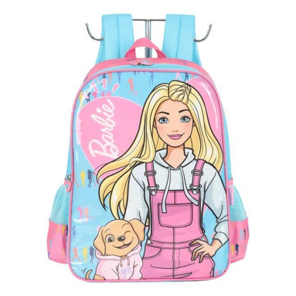 Mochila De Costas Infantil 2 Bolsos Barbie Pet E Fashion