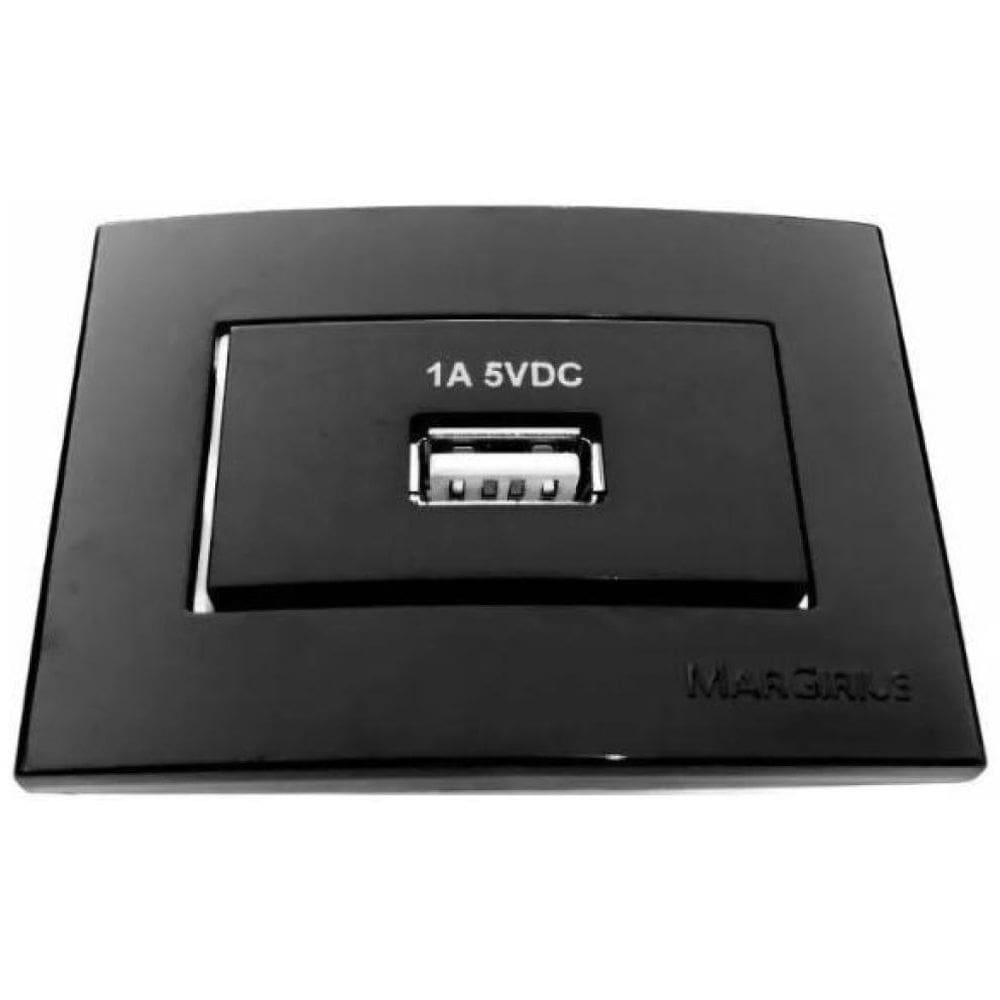 Kit 2 Tomadas Usb Charger 1 Saídas P/Moveis Margirius Preta