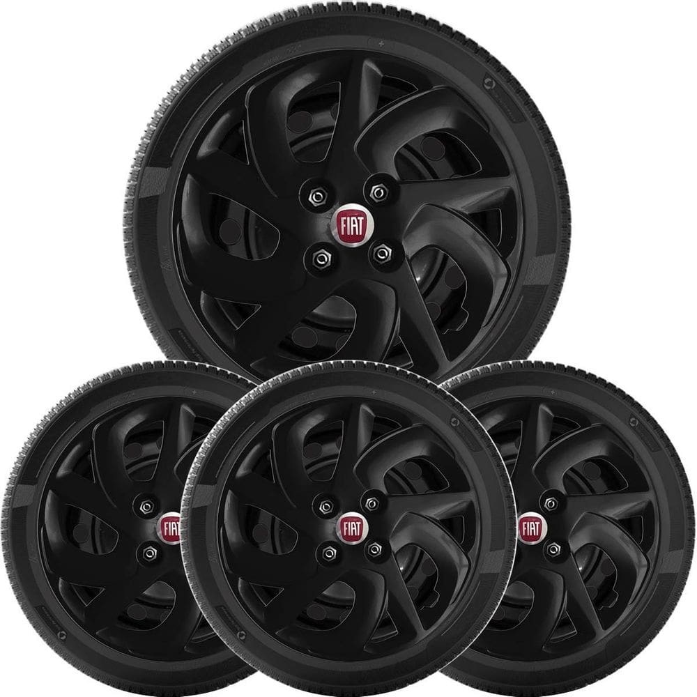 4X Calota Fiat Palio Uno Siena Aro 14 Preto 231Cb