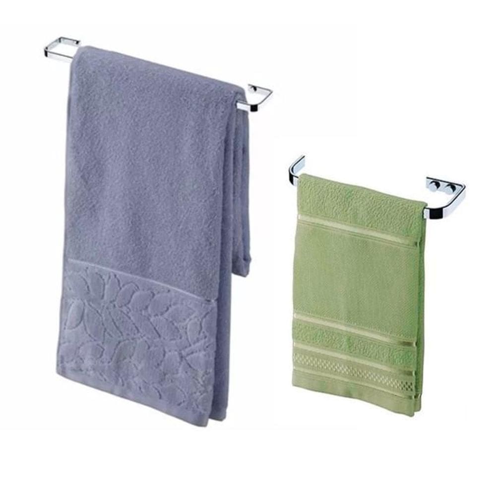 Kit Suporte Porta Toalha Banho Toalheiro Cromado - Future