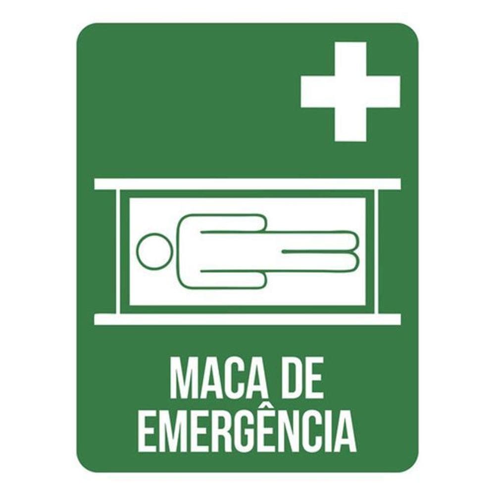 Kit 5 Placas Sinalização - Maca De Emergência Verde Ícone