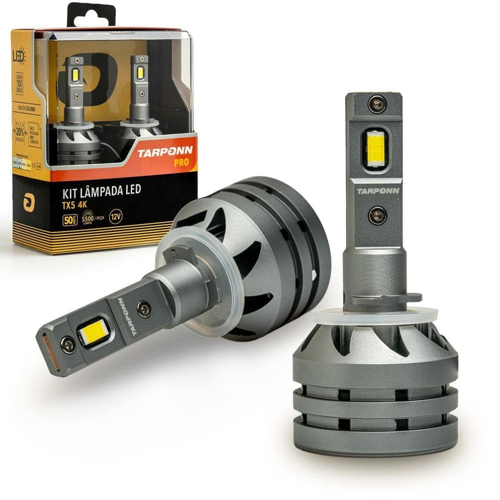 Kit Lâmpada Led Tx5 Pro H27 50W 11000 Lumens 4000K Tarponn