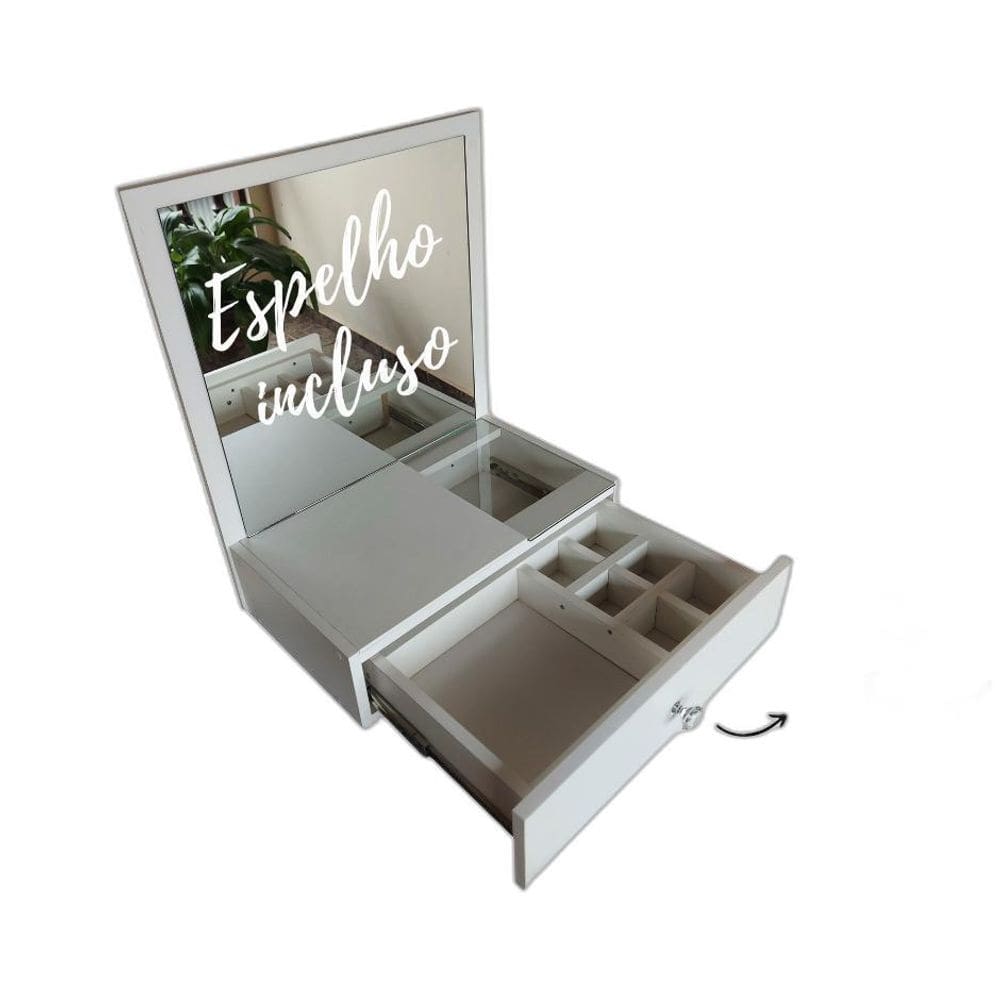 Penteadeira Juliette De Parede Com Gaveta E Tampo De Vidro