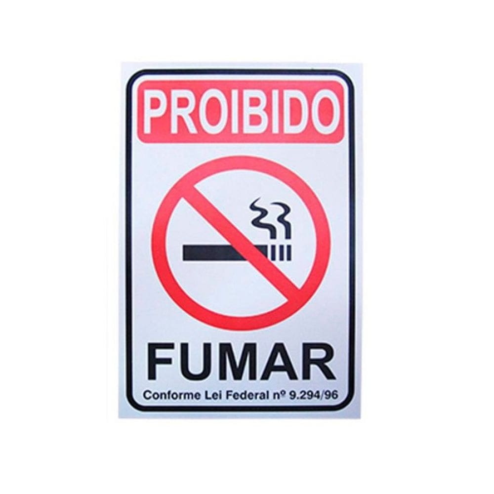 Placa Indicativa Sinalização Proibido Fumar 20cm X 30cm