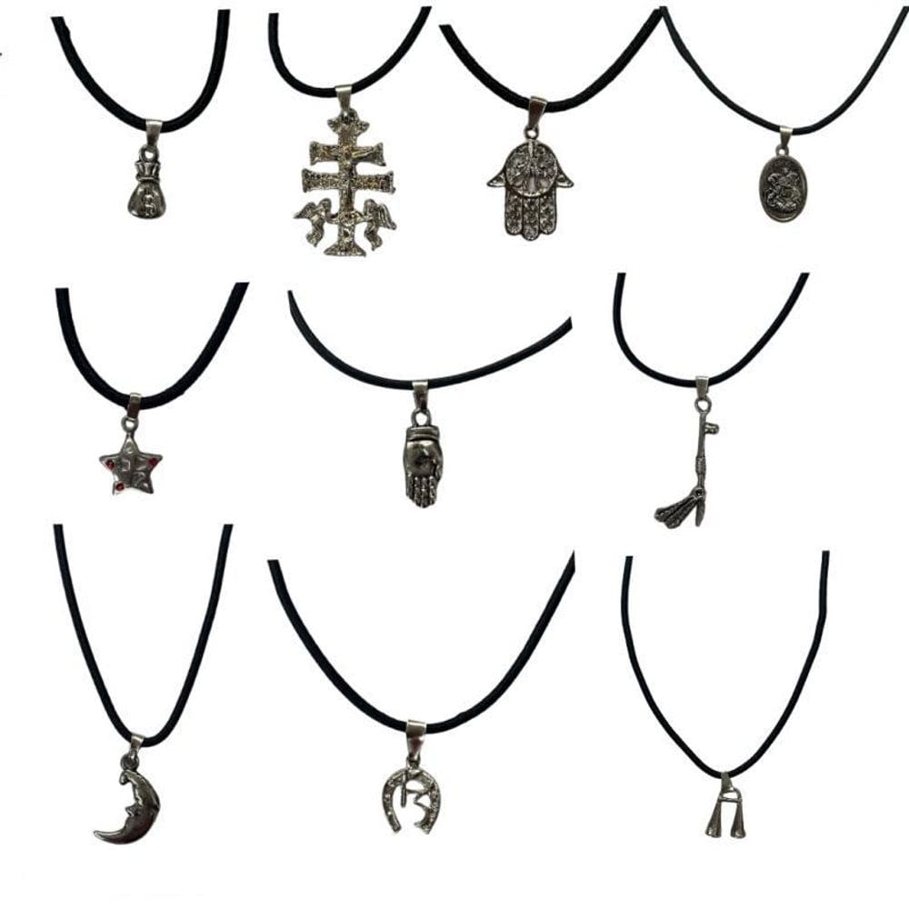 Kit 10 Colares Gargantilha Pingentes Mix Esotéricos