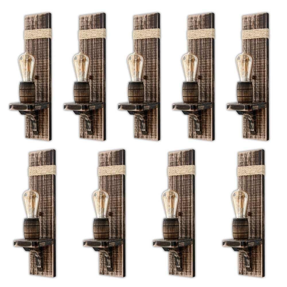 Kit 9 Arandelas Sisal Delenha Decor Rústico + Lâmpadas