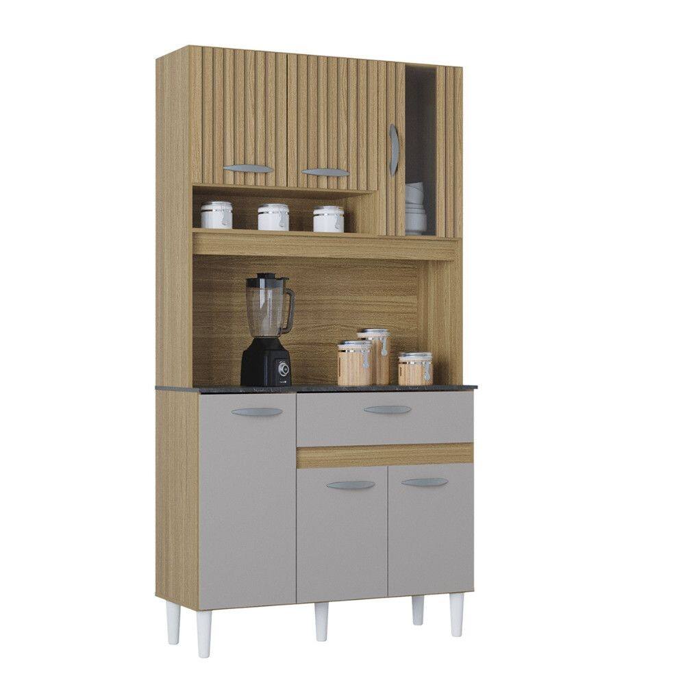 Cozinha Compacta 6 Portas 1 Gaveta Coral Poquema | Extra