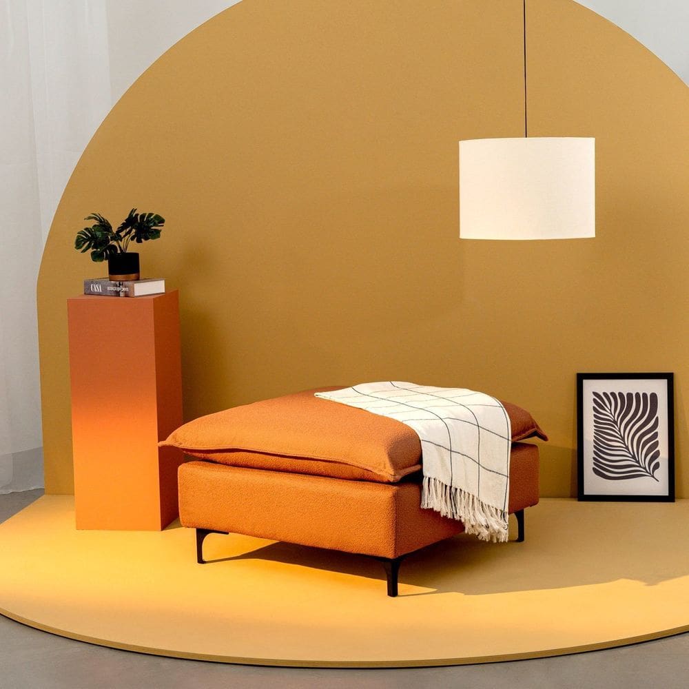 Puff Modular Com Pé Metal Sôma CabeCasa MadeiraMadeira Mocha Mousse