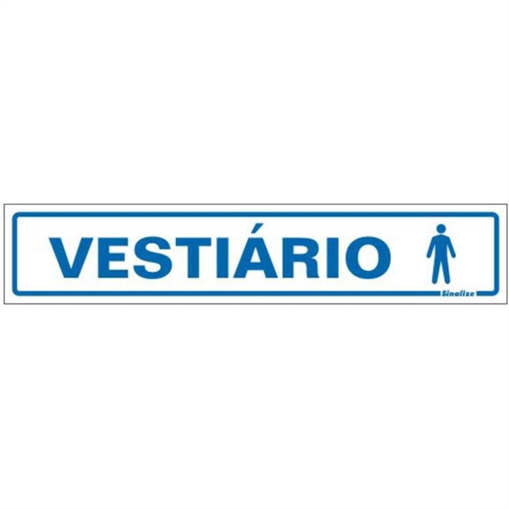 Placa de Poliestireno Auto-Adesiva 5x25cm Vestiário Masculino - 200 AS - SINALIZE