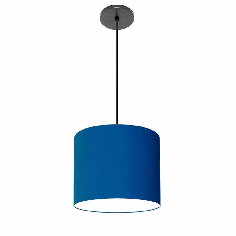 Lustre Luminária Pendente Vivare Free Lux Pe-4106pr Cúpula Em Tecido 20x25cm Azul-marinho Canopla Preta E Fio Preto