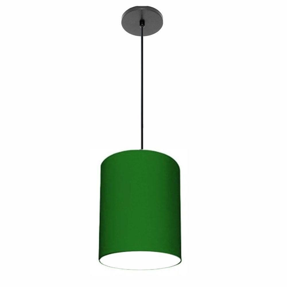 Lustre Luminária Pendente Vivare Free Lux Pe-4103pr Cúpula Em Tecido 15x20cm Verde-folha Canopla Preta E Fio Preto