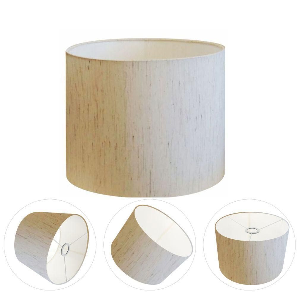 Cúpula Abajur E Luminária Cilíndrica Vivare Cp-7013 ø30x30cm - Bocal Nacional Linho Bege