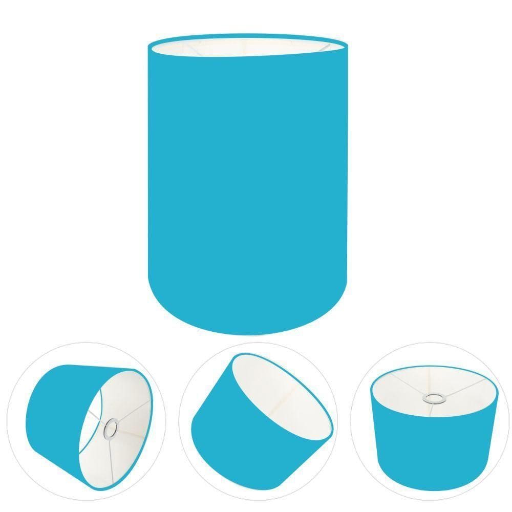 Cúpula Abajur E Luminária Cilíndrica Vivare Cp-7006 ø18x25cm - Bocal Nacional Azul-turquesa