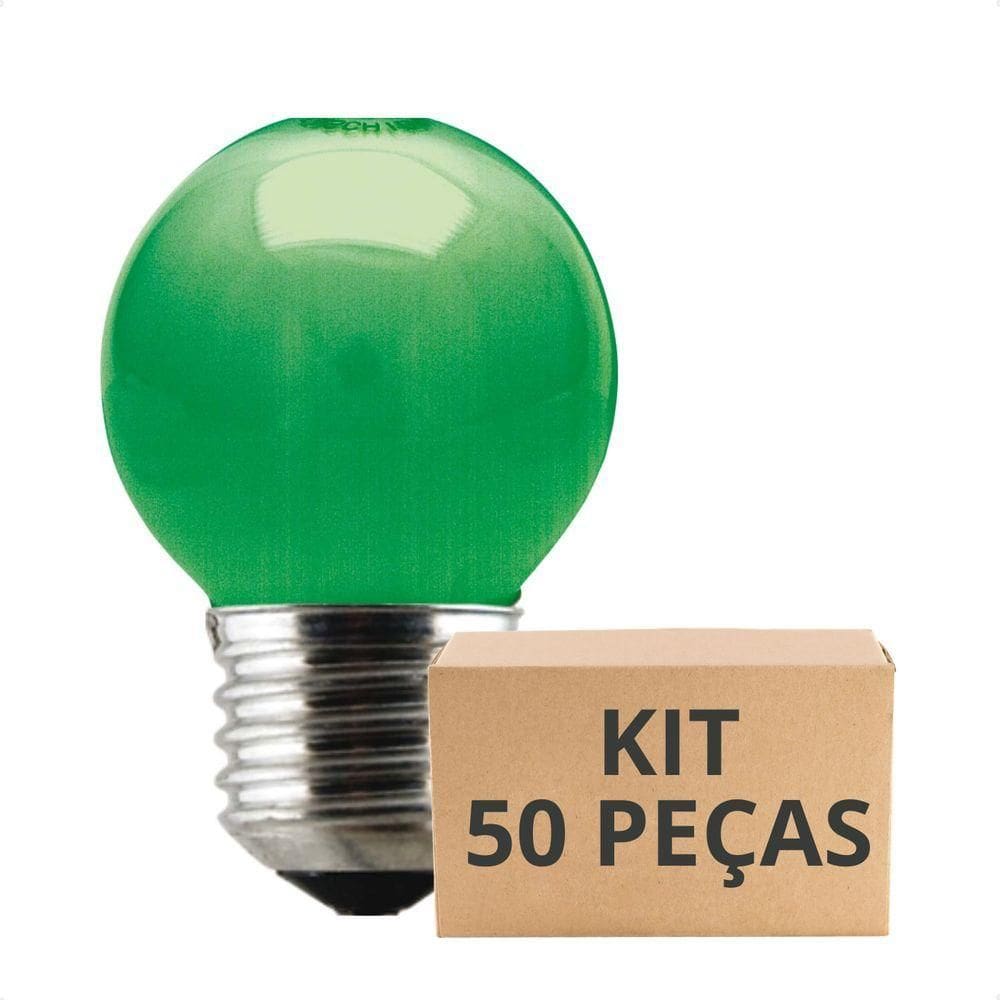 Kit 50 Lâmpadas Incandescente Bolinha Colorida 15w E27 Taschibra Verde 110v