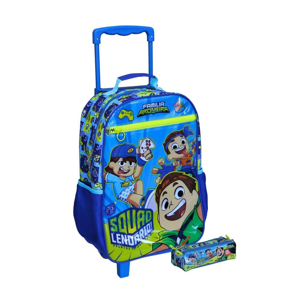 Kit Escolar Mochila De Rodas + Estojo T Família Arqueira