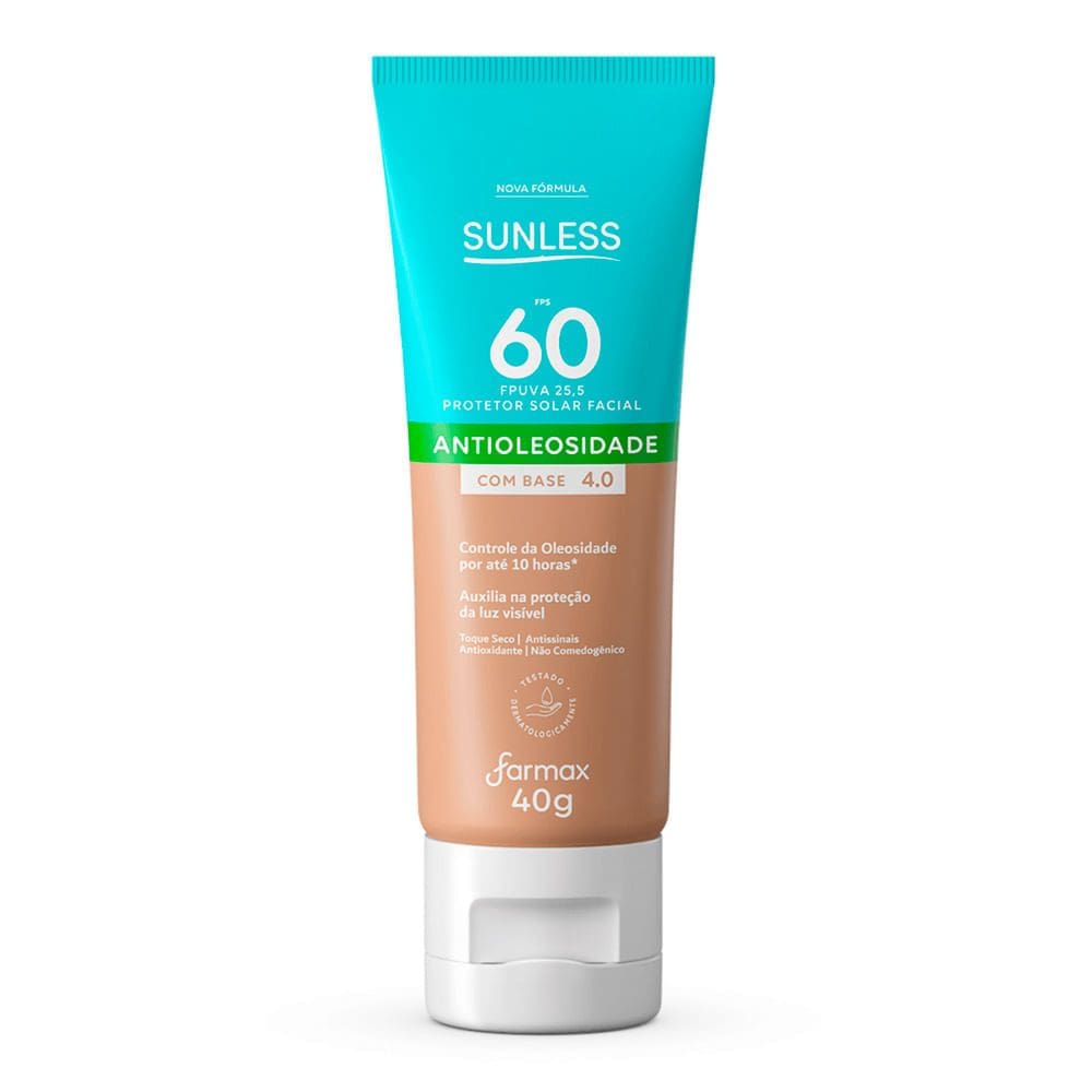 Protetor Solar Facial Sunless FPS 60 Antioleosidade Cor 4.0 40g