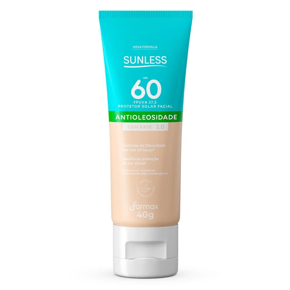 Protetor Solar Facial Sunless FPS 60 Antioleosidade Cor 2.0 40g