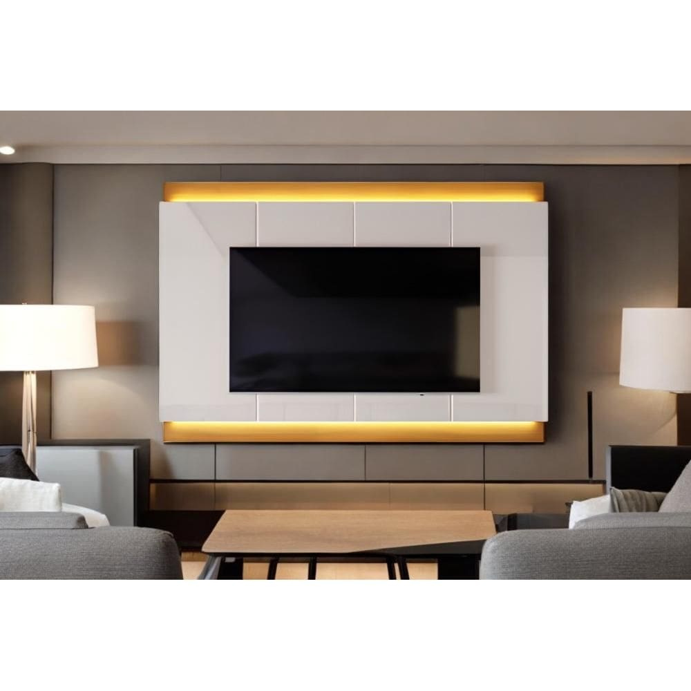 Painel Casablanca 207cm p/ TVs Até 75” - Jequitiba/ Off White Perolizado