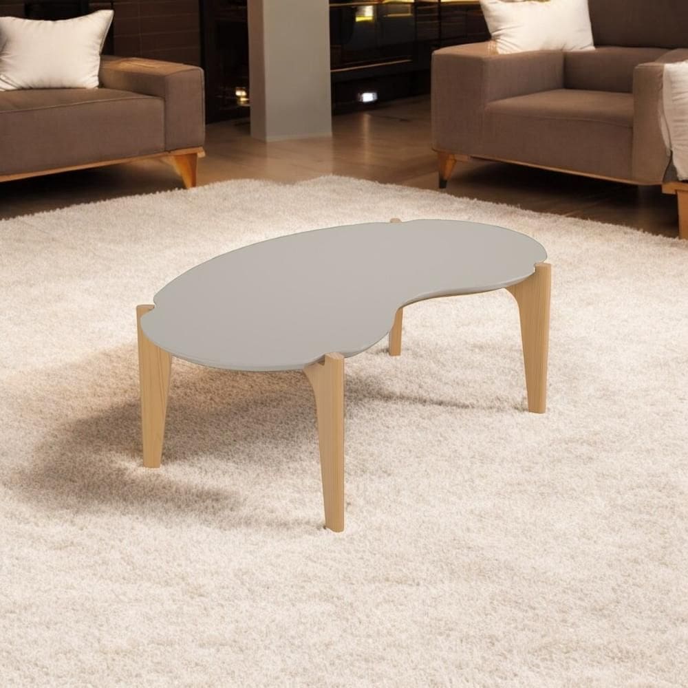 Mesa de Centro Florida 105cm p/ Decoração e Utilidades - Off White Perolizado/Freijo
