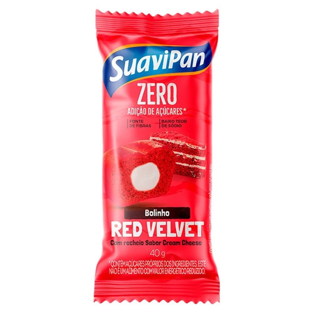 Bolinho SuaviPan Zero Red Velvet Recheio Sabor Cream Cheese 40g