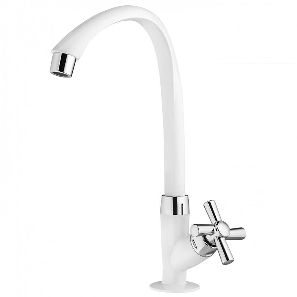Torneira para Cozinha Mesa Bica Alta Móvel Cross 1/2”” Branca/Cromada - 300000465 - TIGRE