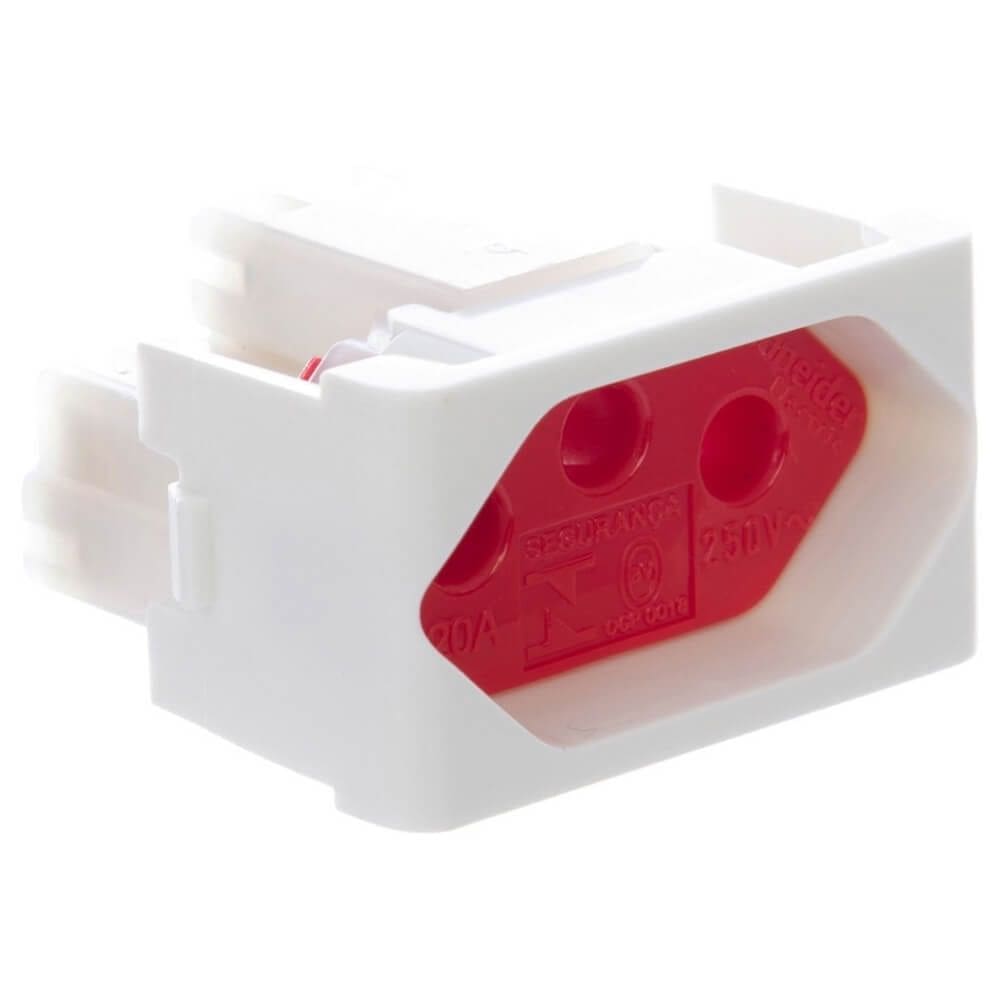 Módulo Tomada 2 Pinos + Terra 20 Amperes 250 Volts Vermelho Fosco e Branco Lunare - PRM4741 - SCHNEIDER