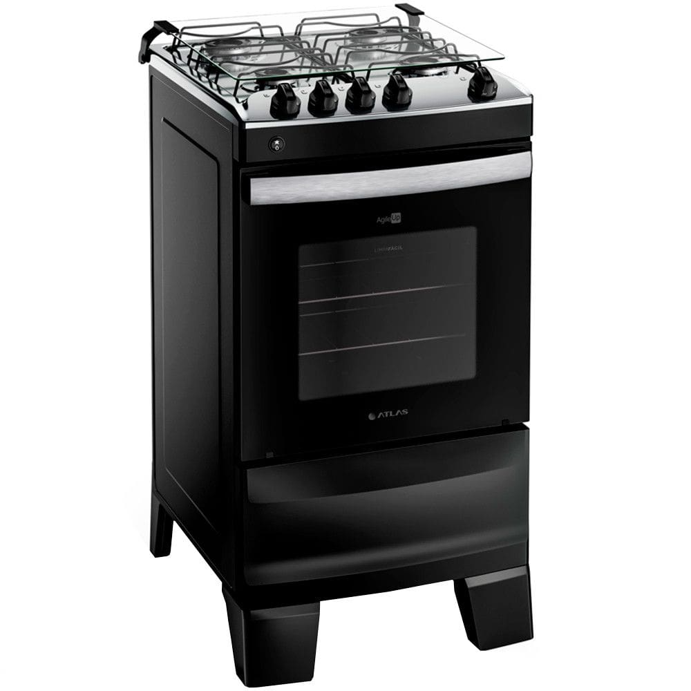 Fogão Atlas Agile Up 4 Bocas Automático Mesa de Inox Forno 50L