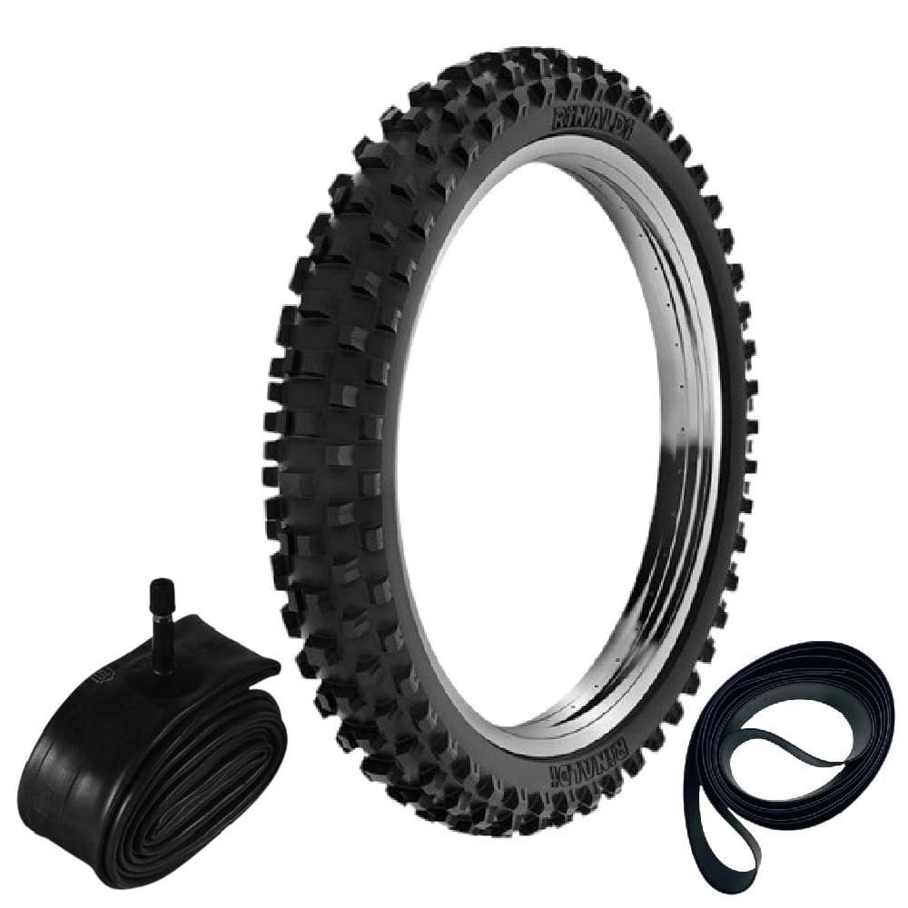 Kit Pneu Biz 125 Trilha Off Road 60/100-17 33m Dianteiro Sh31 Rinaldi + Câmara + Cinta