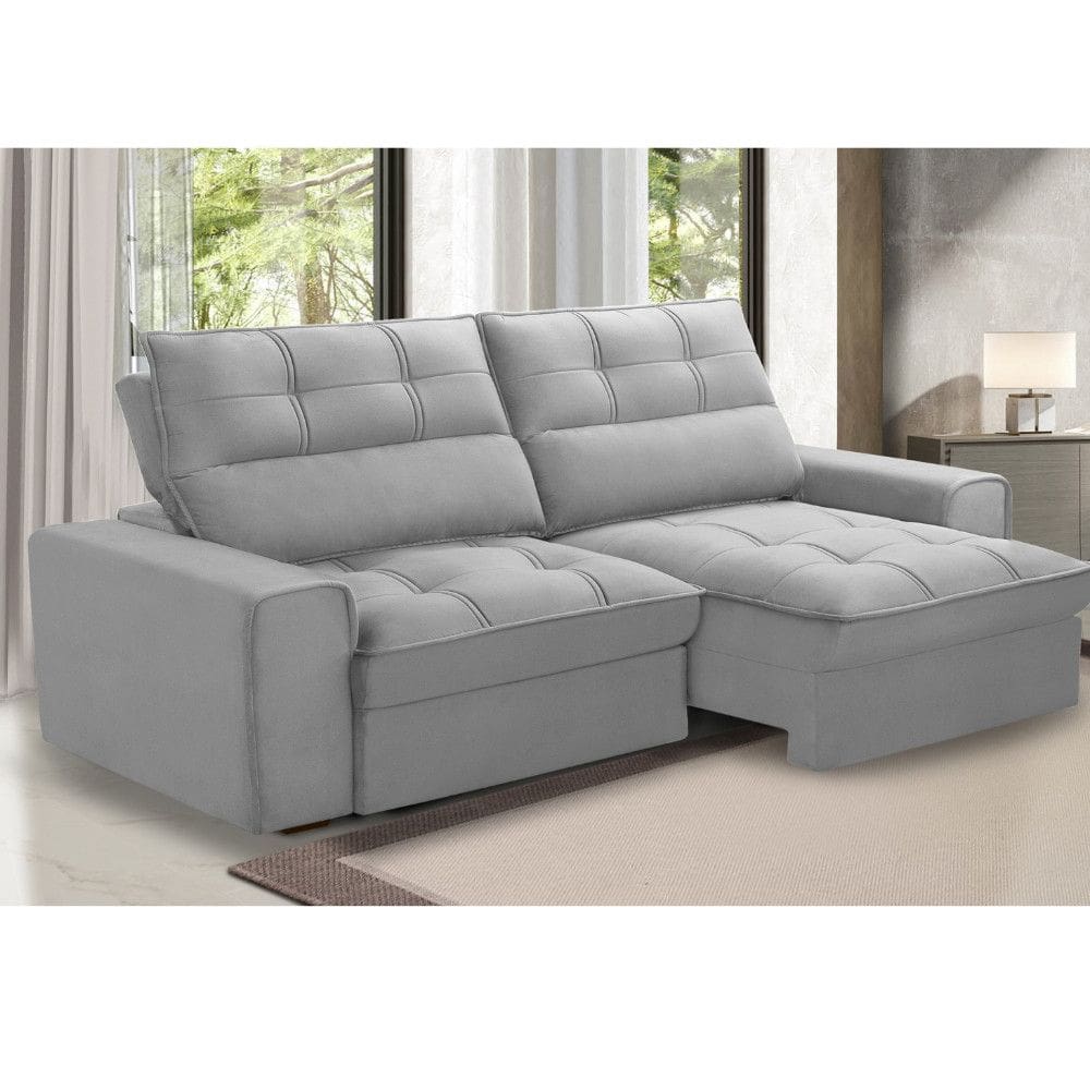Sofá 3 Lugares Retrátil Reclinável 230cm Veludo Narbone Ferguile