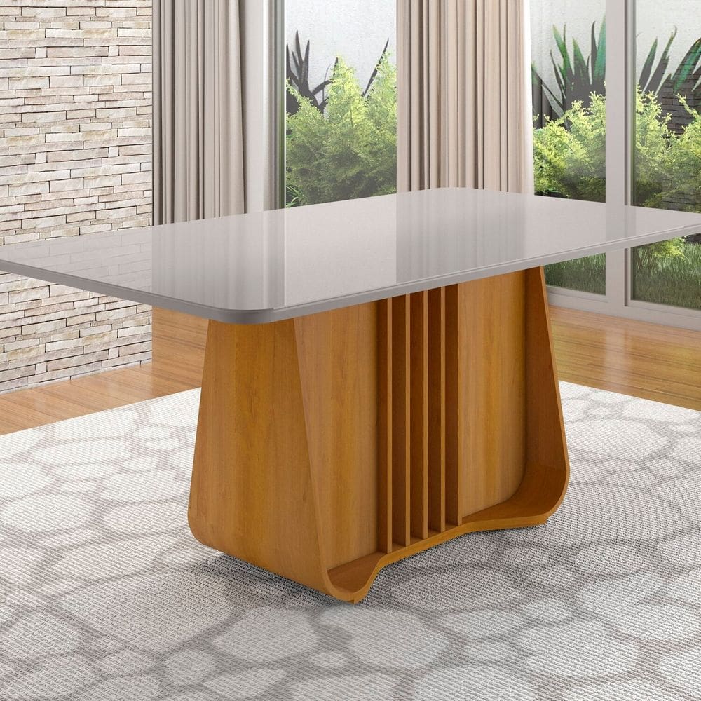 Mesa para Sala de Jantar 6 Lugares Harpa Naturalle/Off White