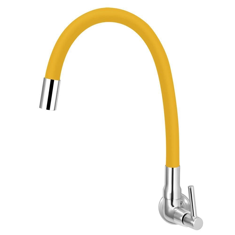 Torneira Cozinha De Parede Tubo Gourmet Flexível Amarelo
