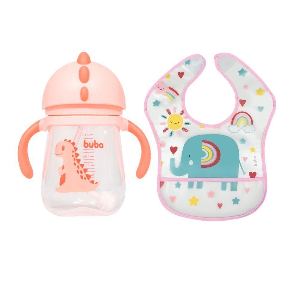 Kit Copo E Babador Bebe Infantil Crianças Água Suco