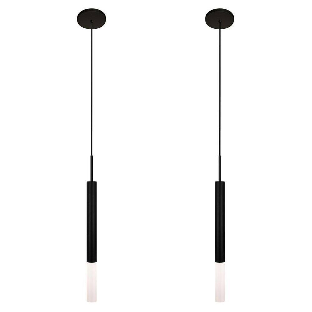 Kit 2 Luminárias Teto Pendente Tubo Difusor Balcão Preto