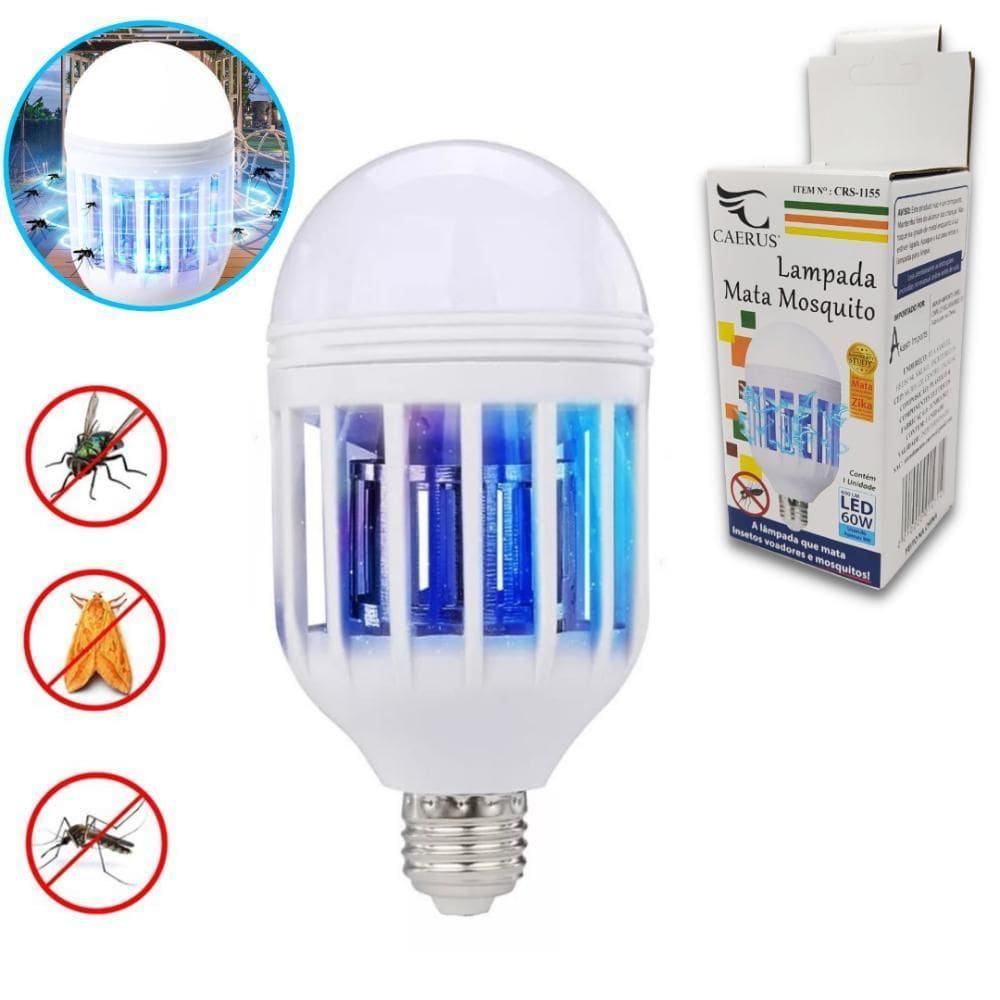 Lâmpada Led 60W Mata Mosquito Insetos Pernilongo Moscas